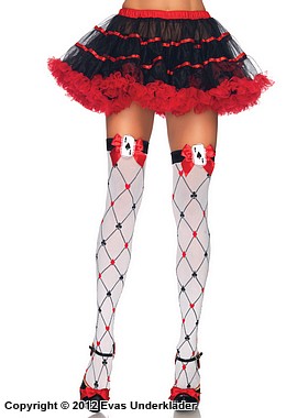Thigh high stay-ups, big bow, playing card suits